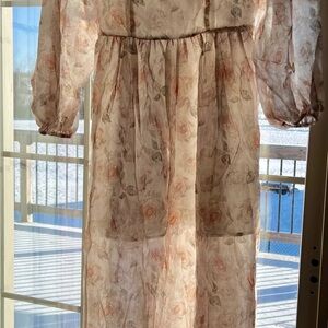 ✨NEW✨Renaissance style Sheer Floral Maxi Dress in Blush and Cream off shoulder